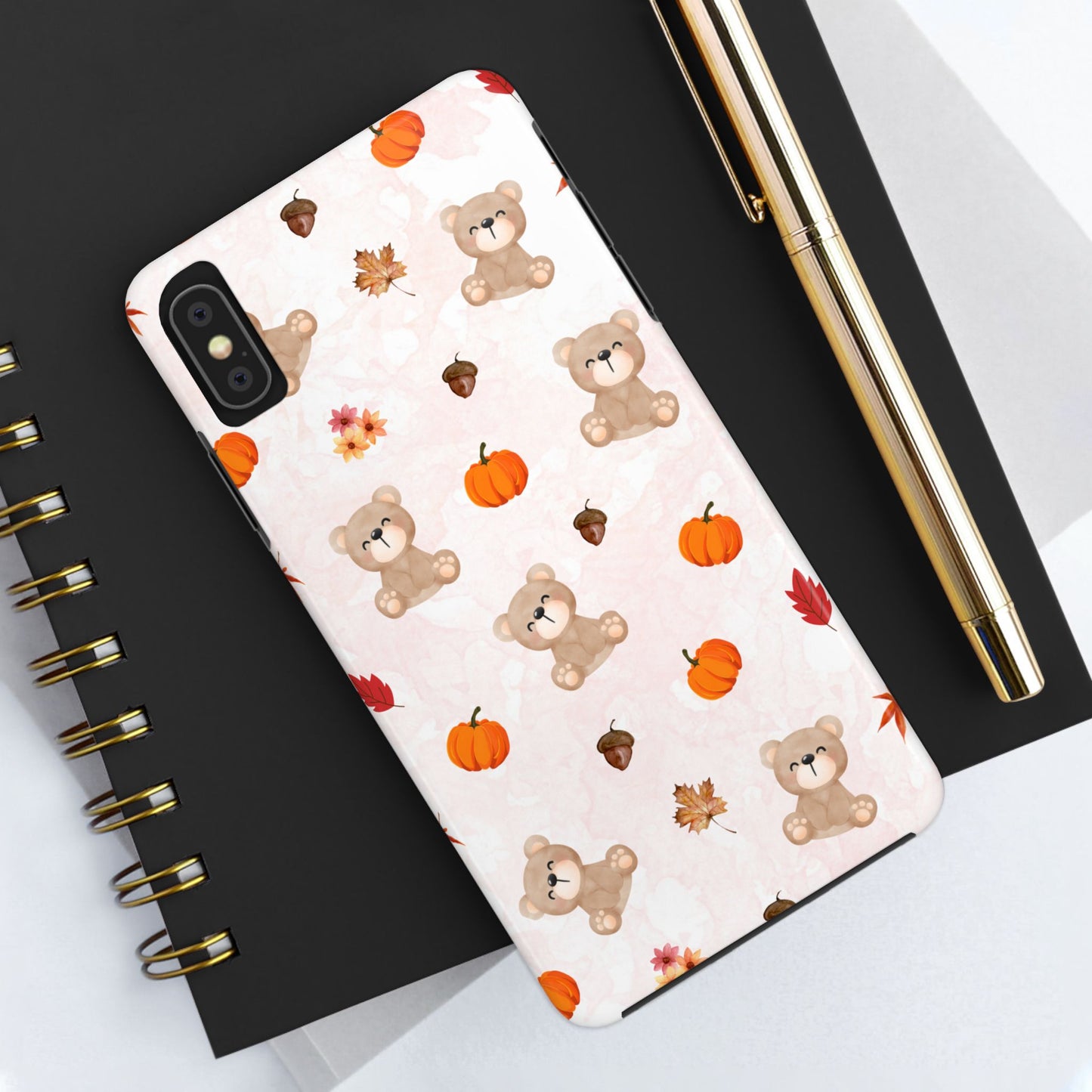 Autumn Bear Phone Cases, Cute Fall Cell Phone Covers, Pumpkin Bear iPhone Case, Seasonal Tech Accessories, Gift for Bear Lovers