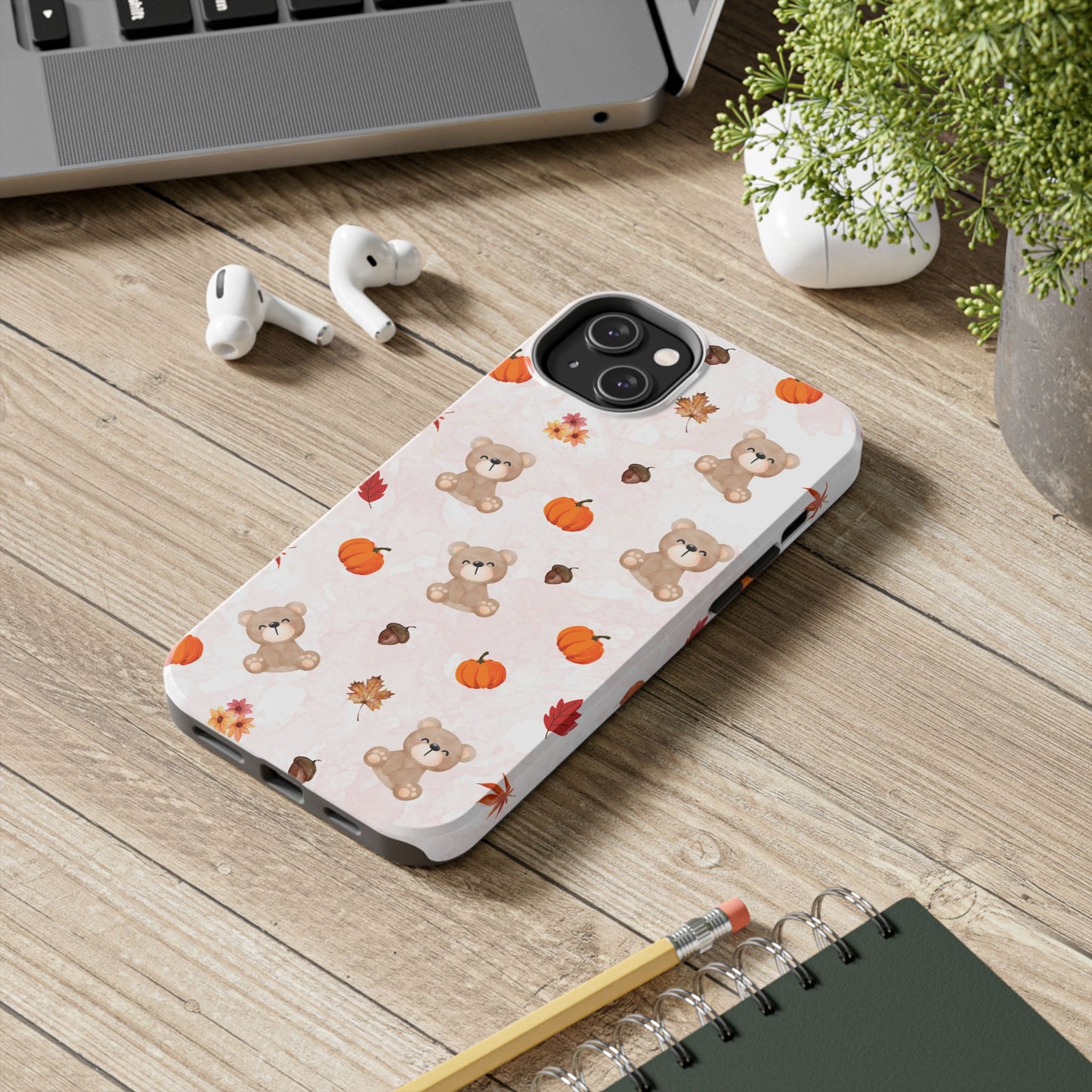 Autumn Bear Phone Cases, Cute Fall Cell Phone Covers, Pumpkin Bear iPhone Case, Seasonal Tech Accessories, Gift for Bear Lovers