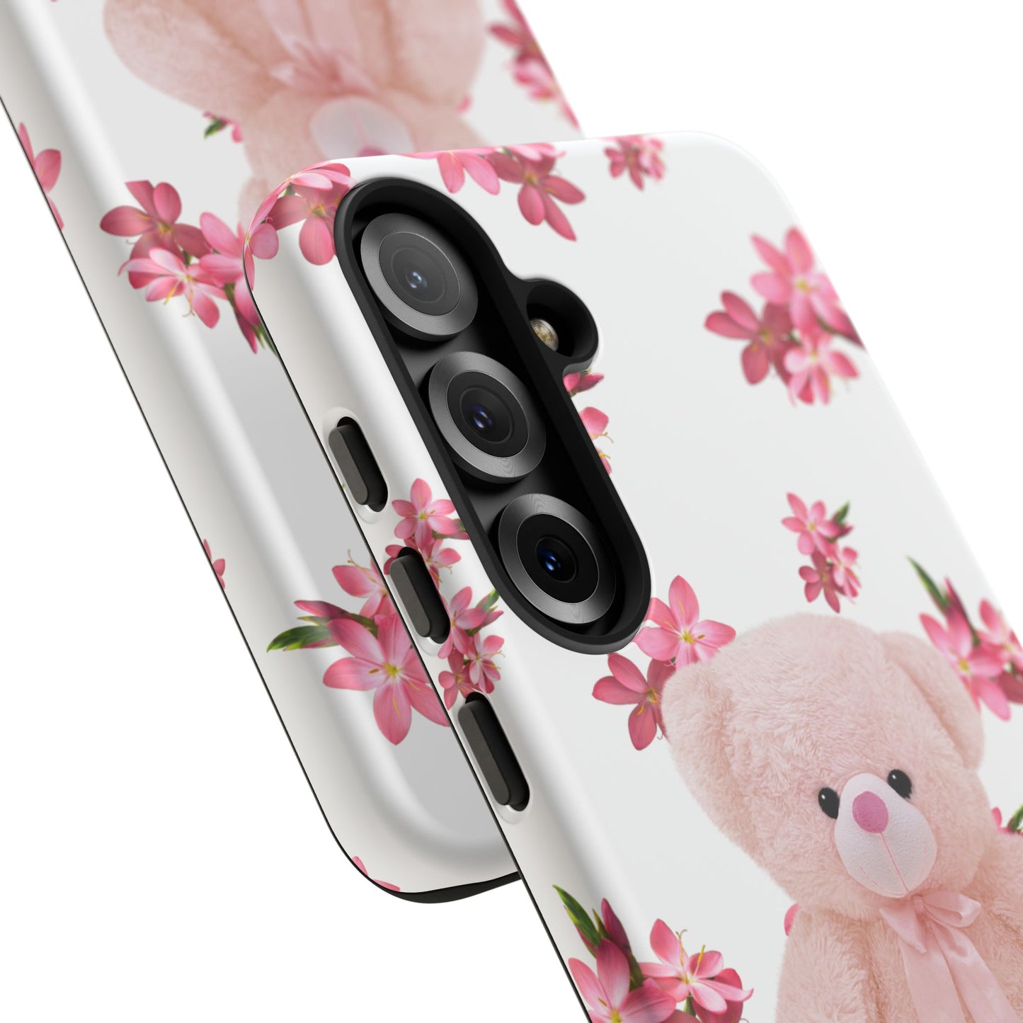 Cute Teddy Bear Phone Case, Floral Phone Cover, Gift for Kids, Teenagers, Birthday, Cute Accessories, Tough Cases