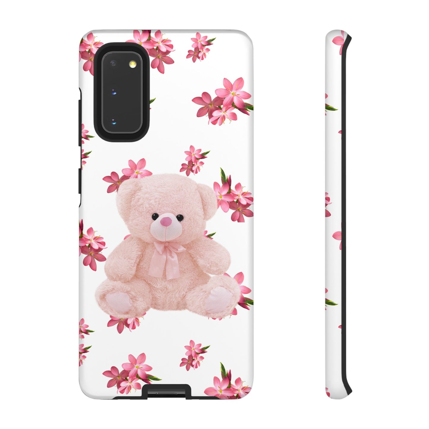 Cute Teddy Bear Phone Case, Floral Phone Cover, Gift for Kids, Teenagers, Birthday, Cute Accessories, Tough Cases