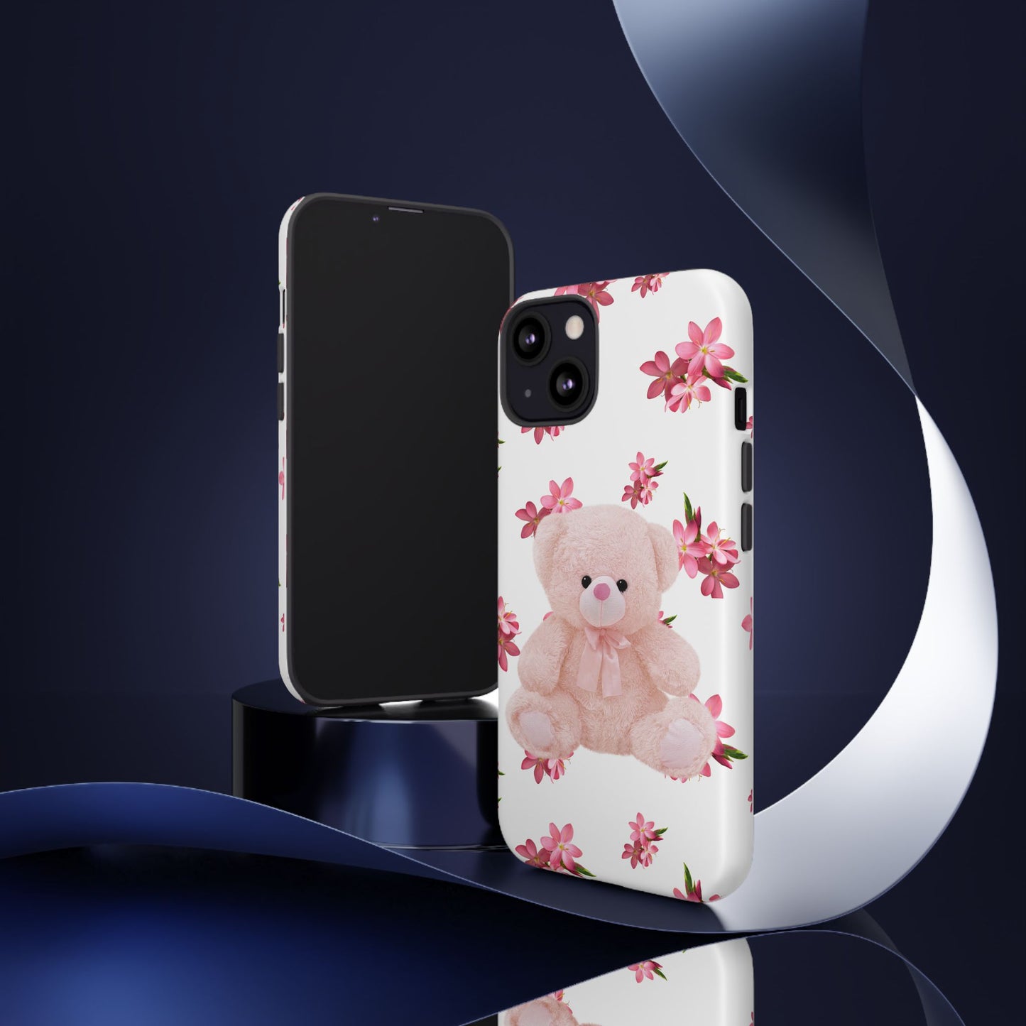 Cute Teddy Bear Phone Case, Floral Phone Cover, Gift for Kids, Teenagers, Birthday, Cute Accessories, Tough Cases