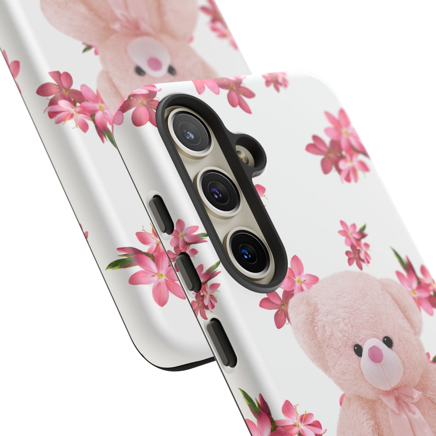 Cute Teddy Bear Phone Case, Floral Phone Cover, Gift for Kids, Teenagers, Birthday, Cute Accessories, Tough Cases