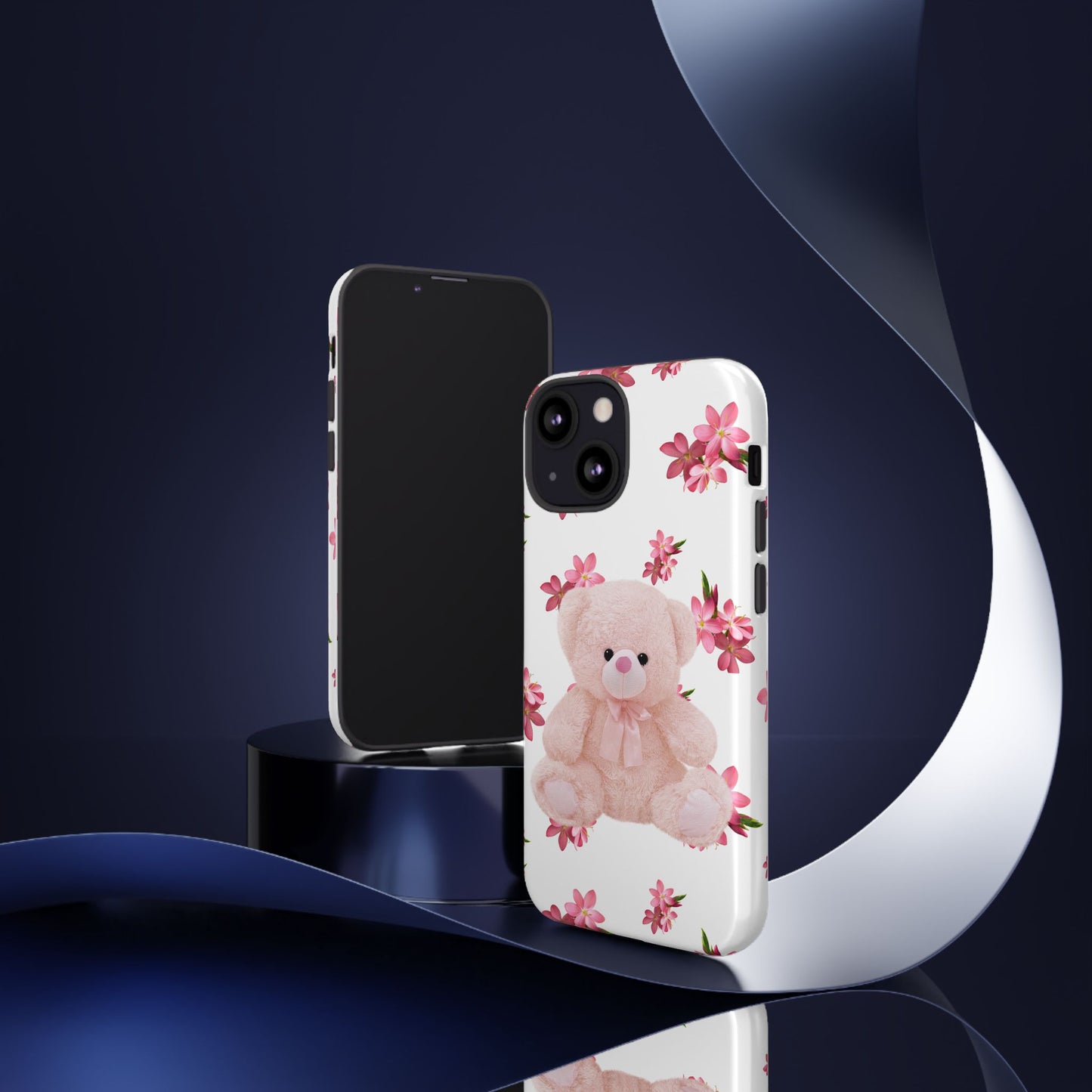 Cute Teddy Bear Phone Case, Floral Phone Cover, Gift for Kids, Teenagers, Birthday, Cute Accessories, Tough Cases