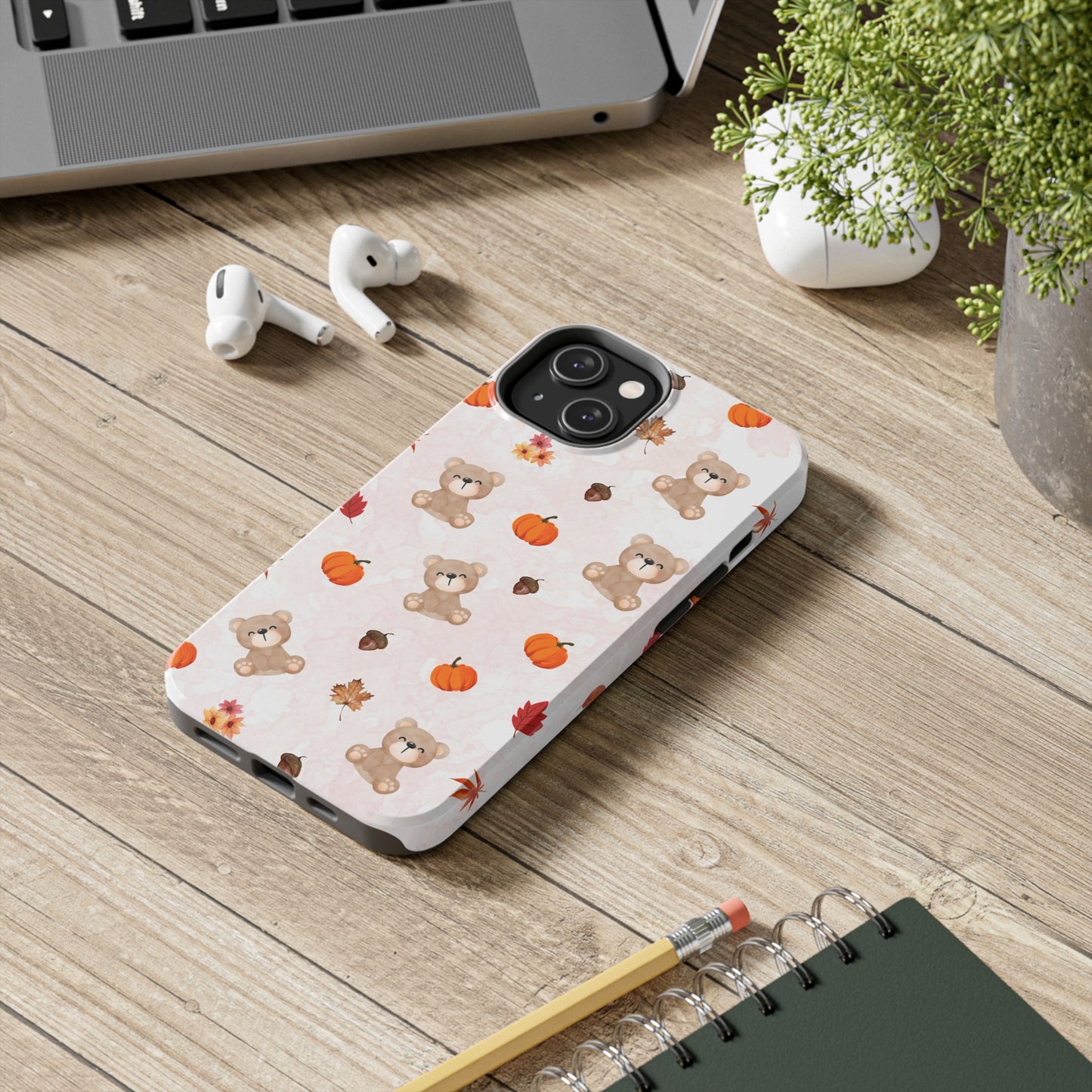 Autumn Bear Phone Cases, Cute Fall Cell Phone Covers, Pumpkin Bear iPhone Case, Seasonal Tech Accessories, Gift for Bear Lovers