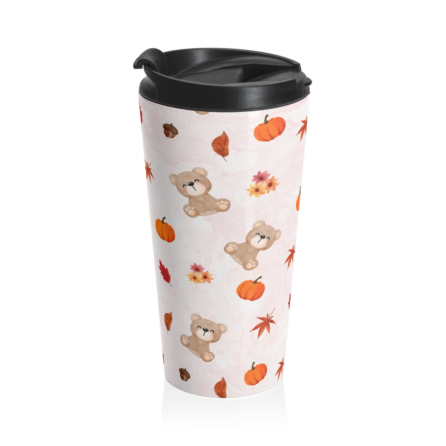 Autumn Bear Travel Mug - Cute Seasonal Hot Drink Cup, Fall Coffee Mug, Eco-Friendly Travel Tumbler, Thanksgiving Gift