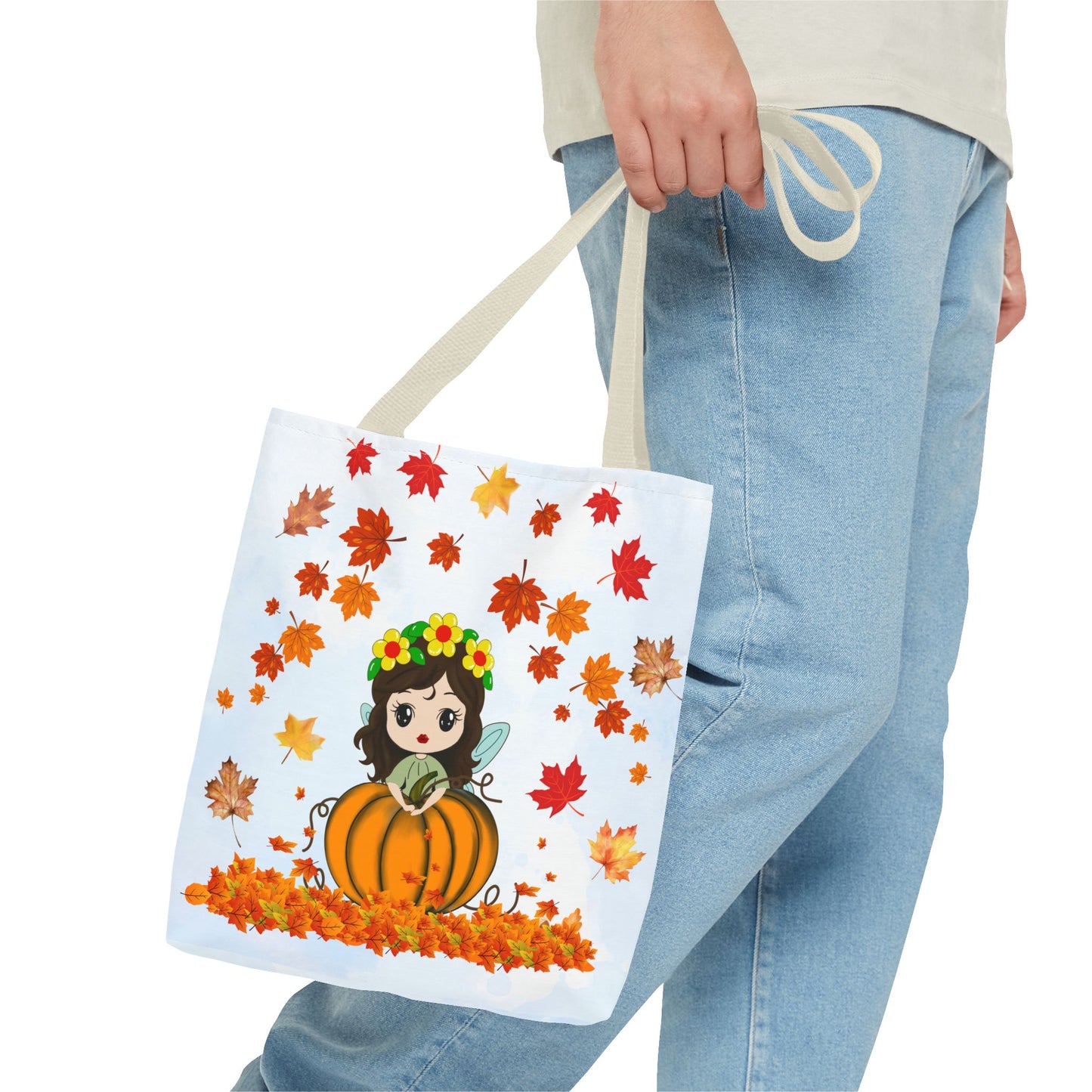 Autumn Fairy Tote Bag, Cute Fall Bag, Pumpkin Goddess Tote, Seasonal Shopping Bag, Gift for Halloween, Eco-Friendly Tote