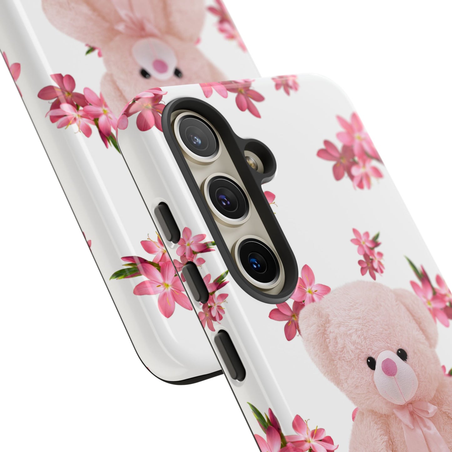 Cute Teddy Bear Phone Case, Floral Phone Cover, Gift for Kids, Teenagers, Birthday, Cute Accessories, Tough Cases