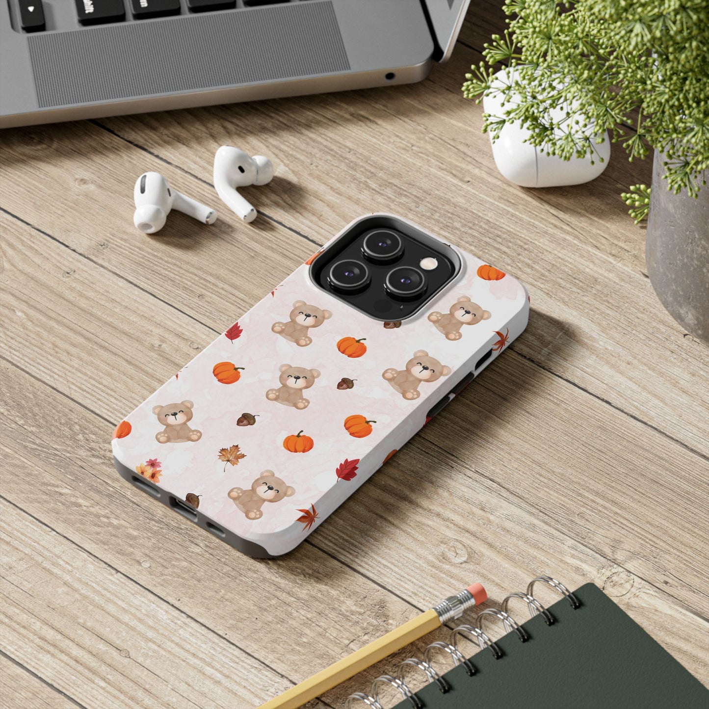 Autumn Bear Phone Cases, Cute Fall Cell Phone Covers, Pumpkin Bear iPhone Case, Seasonal Tech Accessories, Gift for Bear Lovers