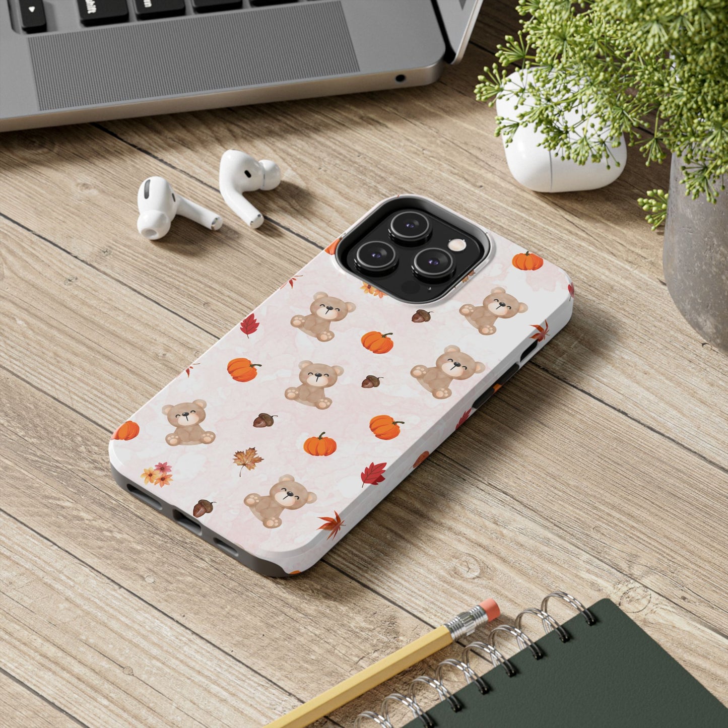 Autumn Bear Phone Cases, Cute Fall Cell Phone Covers, Pumpkin Bear iPhone Case, Seasonal Tech Accessories, Gift for Bear Lovers