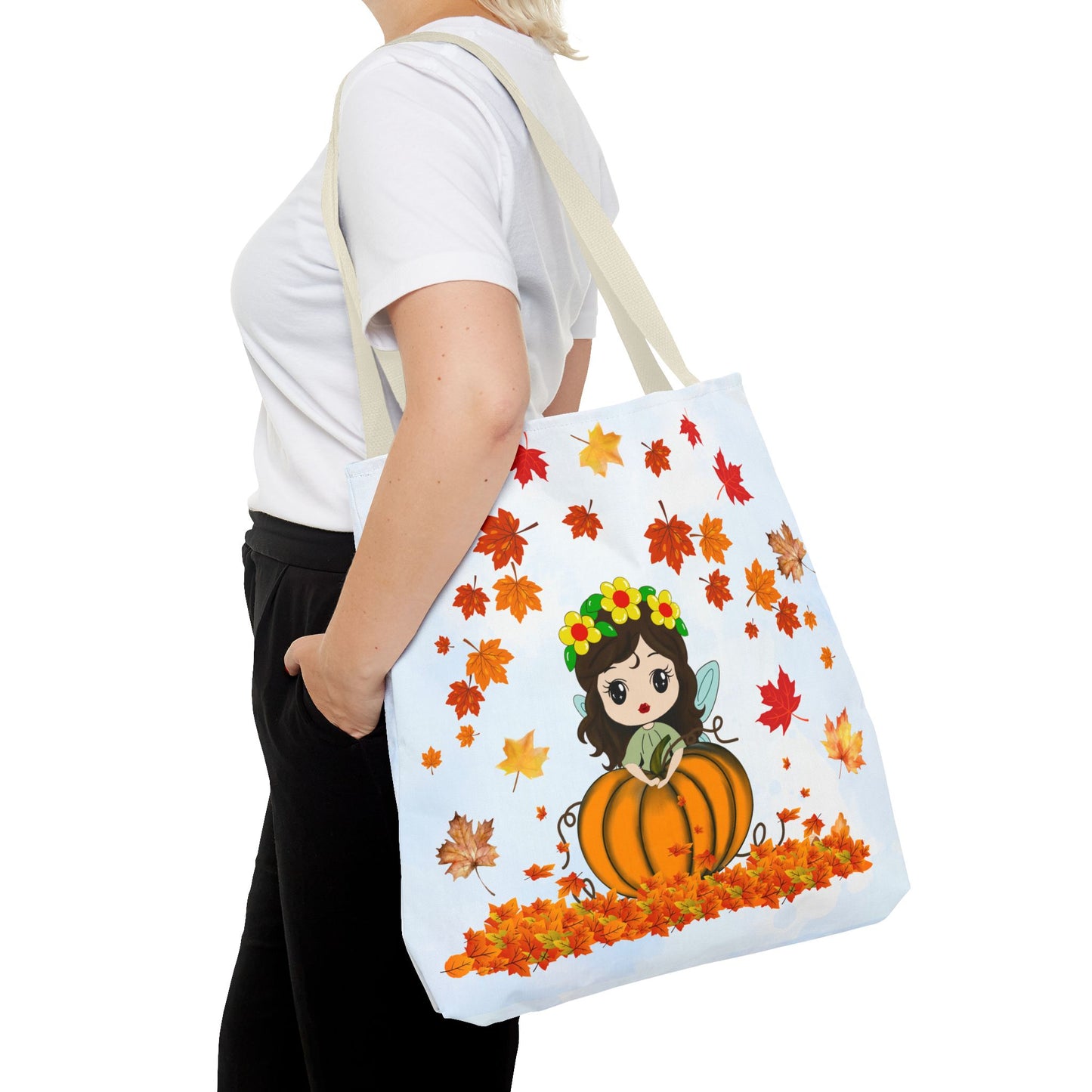 Autumn Fairy Tote Bag, Cute Fall Bag, Pumpkin Goddess Tote, Seasonal Shopping Bag, Gift for Halloween, Eco-Friendly Tote