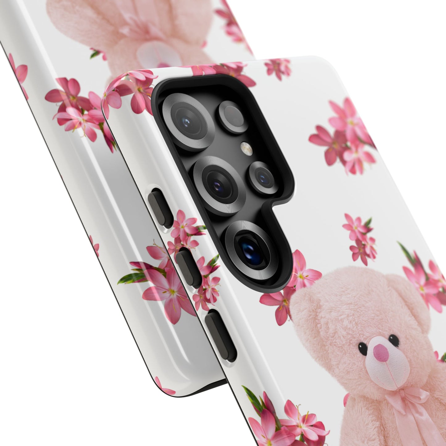 Cute Teddy Bear Phone Case, Floral Phone Cover, Gift for Kids, Teenagers, Birthday, Cute Accessories, Tough Cases
