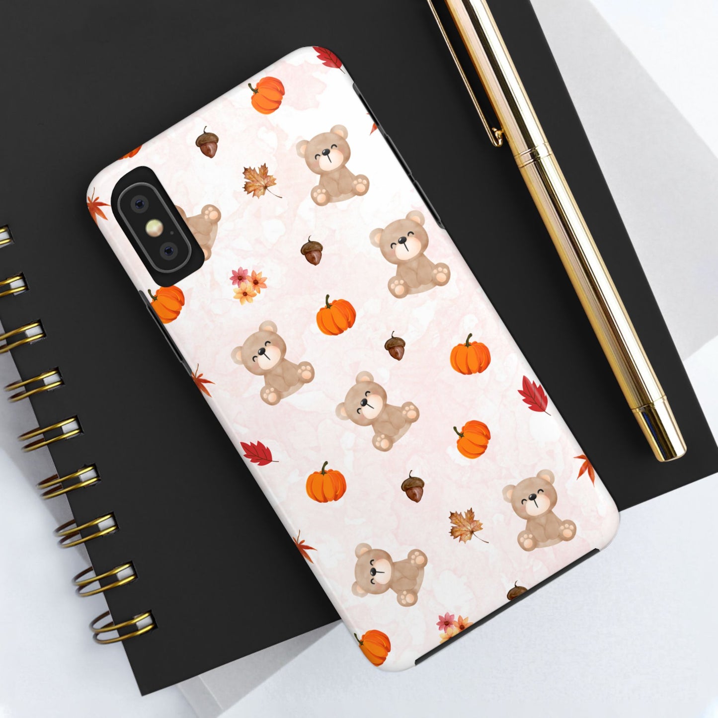 Autumn Bear Phone Cases, Cute Fall Cell Phone Covers, Pumpkin Bear iPhone Case, Seasonal Tech Accessories, Gift for Bear Lovers