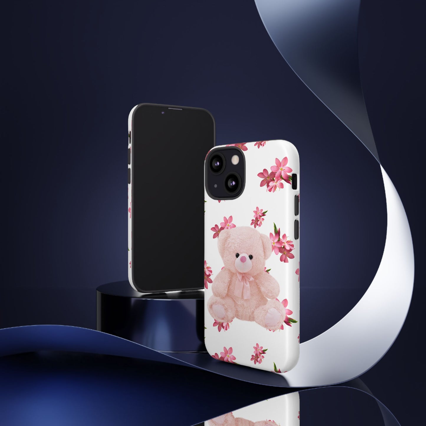 Cute Teddy Bear Phone Case, Floral Phone Cover, Gift for Kids, Teenagers, Birthday, Cute Accessories, Tough Cases