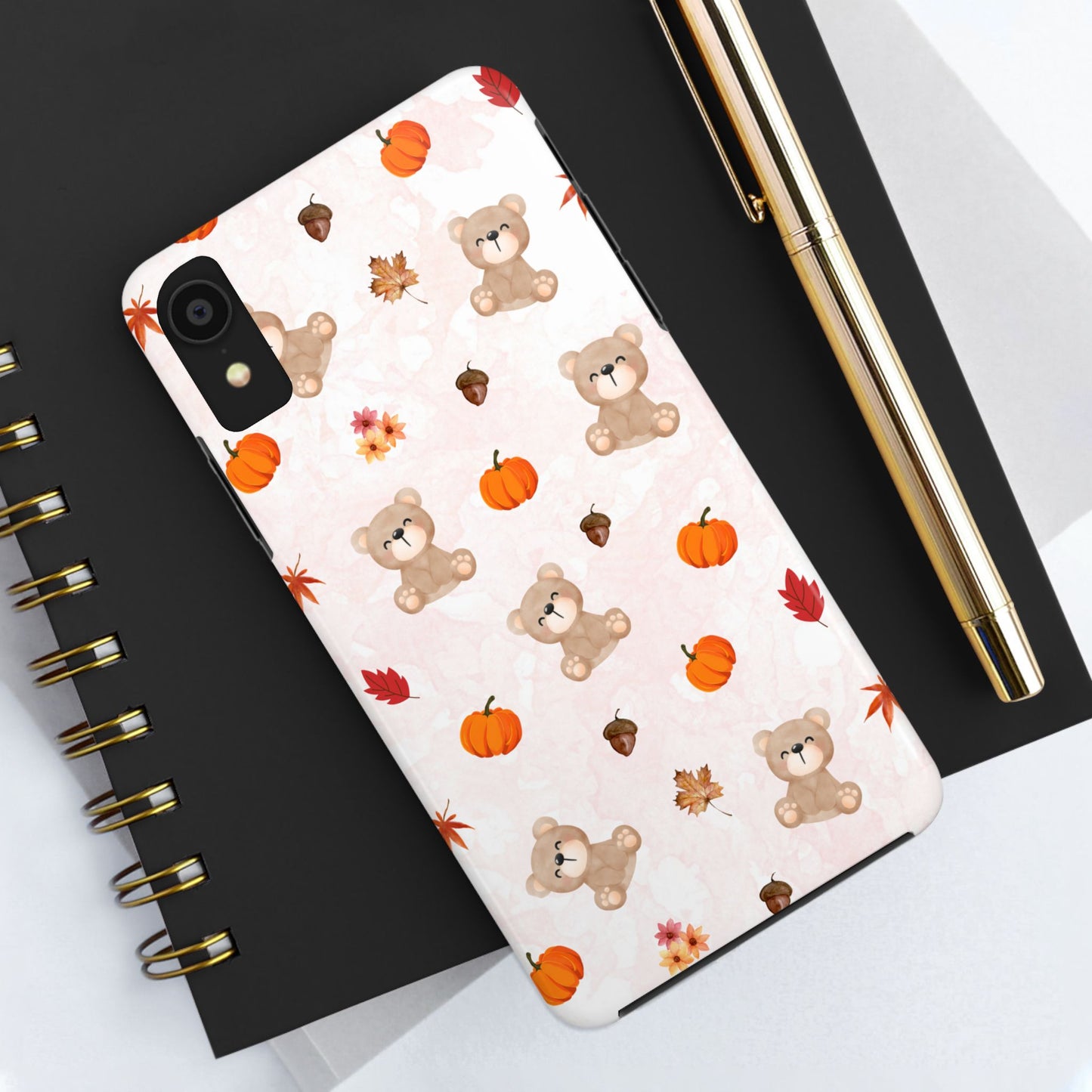 Autumn Bear Phone Cases, Cute Fall Cell Phone Covers, Pumpkin Bear iPhone Case, Seasonal Tech Accessories, Gift for Bear Lovers