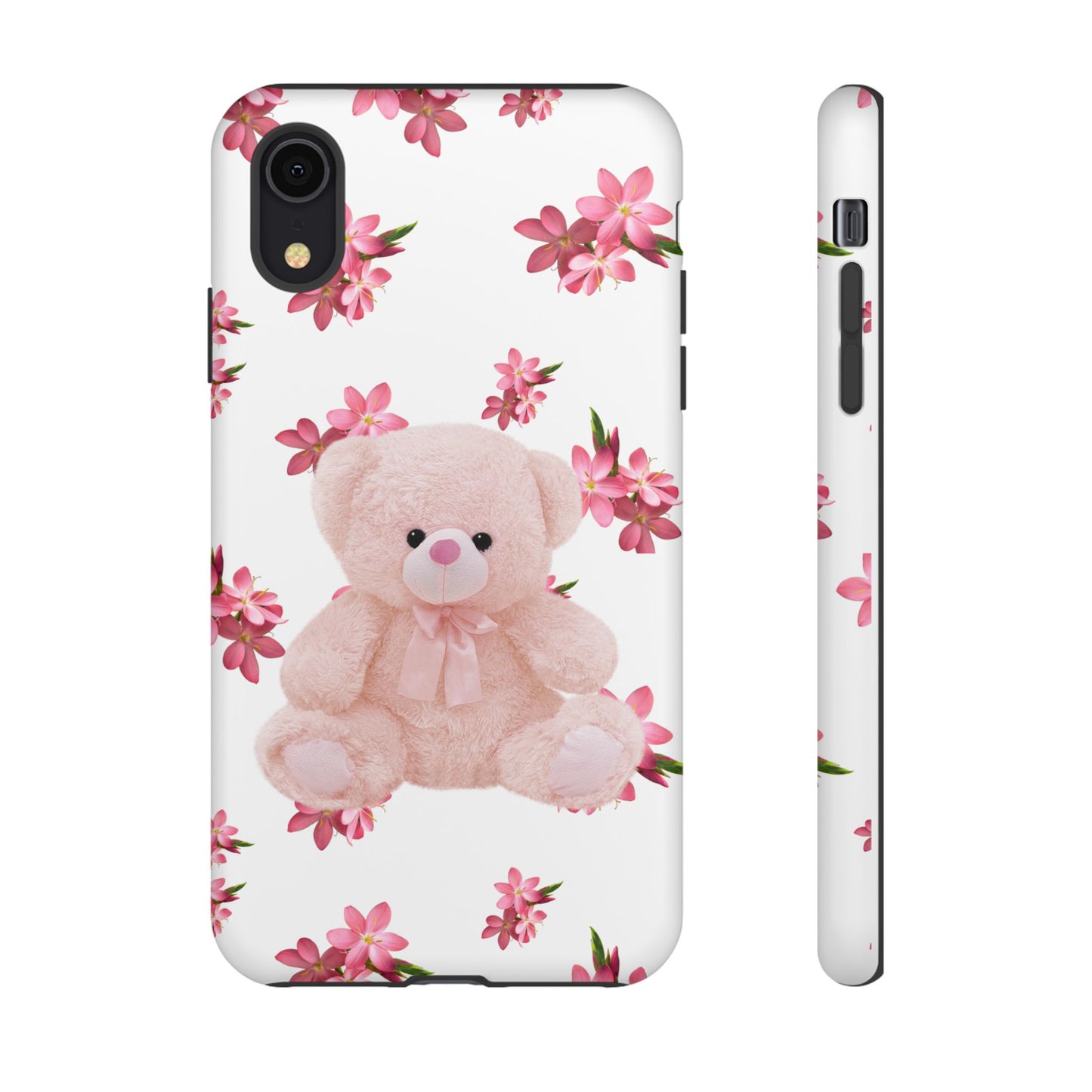 Cute Teddy Bear Phone Case, Floral Phone Cover, Gift for Kids, Teenagers, Birthday, Cute Accessories, Tough Cases