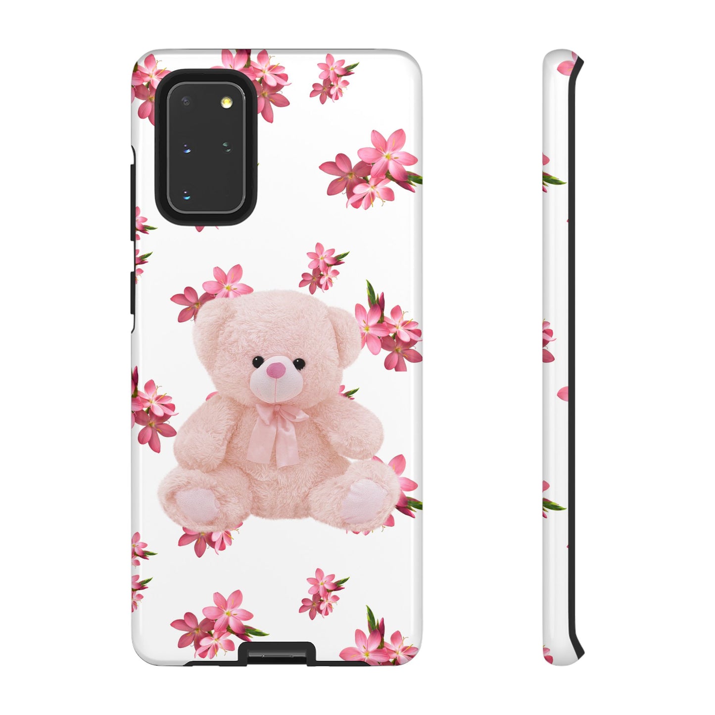 Cute Teddy Bear Phone Case, Floral Phone Cover, Gift for Kids, Teenagers, Birthday, Cute Accessories, Tough Cases