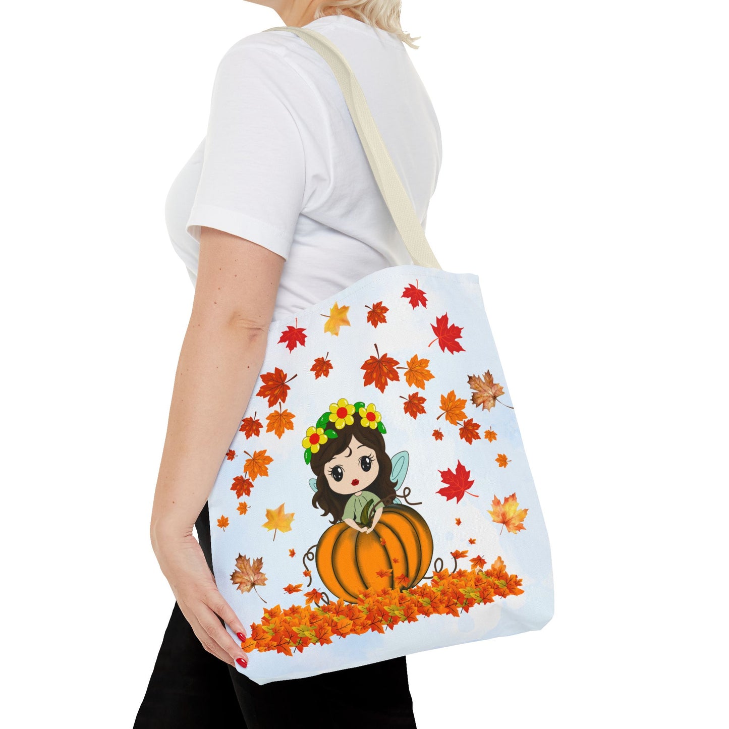 Autumn Fairy Tote Bag, Cute Fall Bag, Pumpkin Goddess Tote, Seasonal Shopping Bag, Gift for Halloween, Eco-Friendly Tote