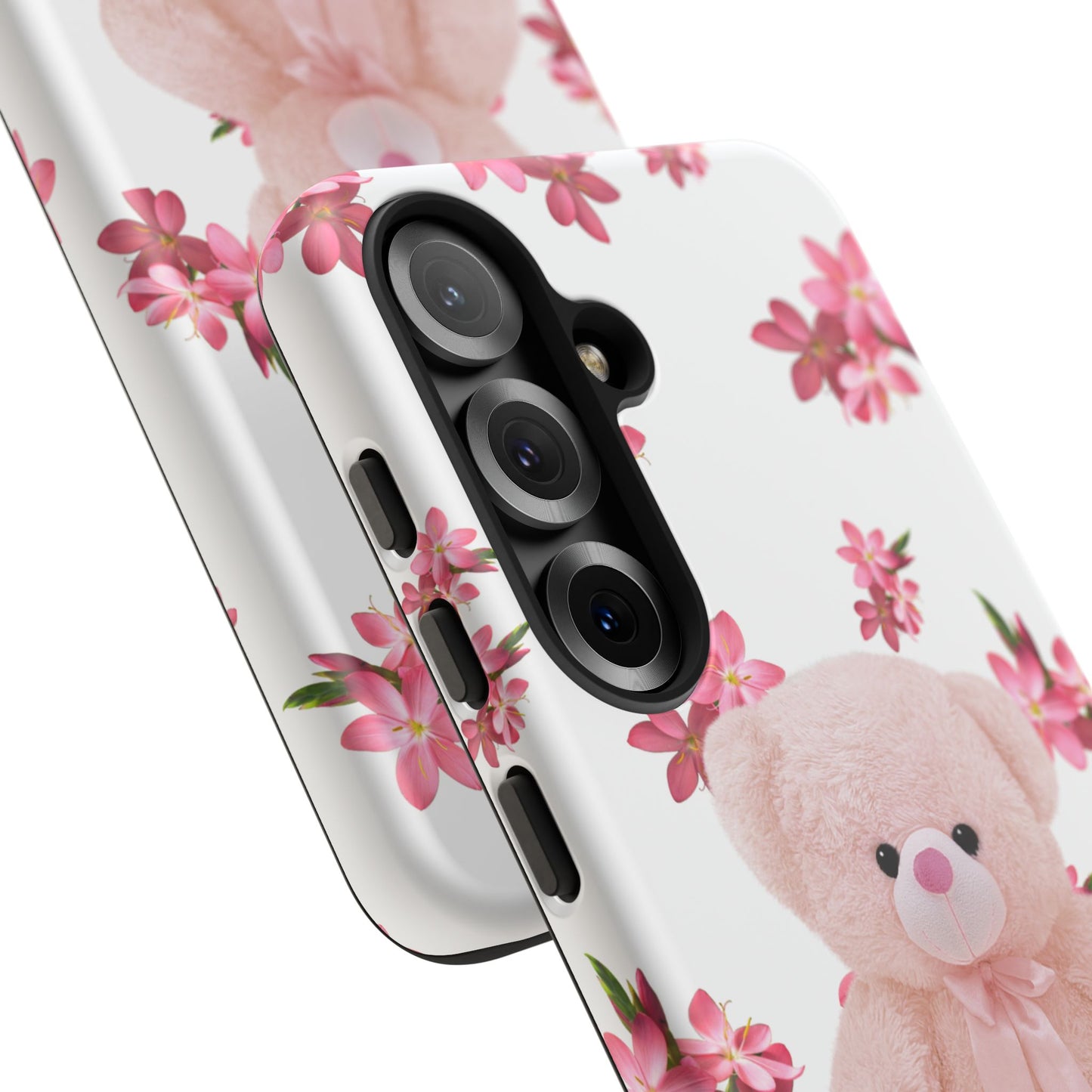 Cute Teddy Bear Phone Case, Floral Phone Cover, Gift for Kids, Teenagers, Birthday, Cute Accessories, Tough Cases