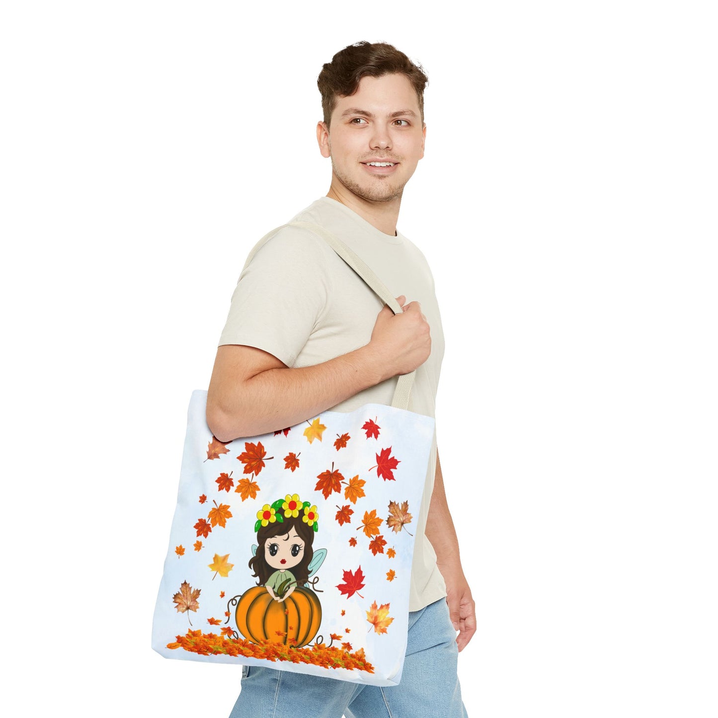 Autumn Fairy Tote Bag, Cute Fall Bag, Pumpkin Goddess Tote, Seasonal Shopping Bag, Gift for Halloween, Eco-Friendly Tote