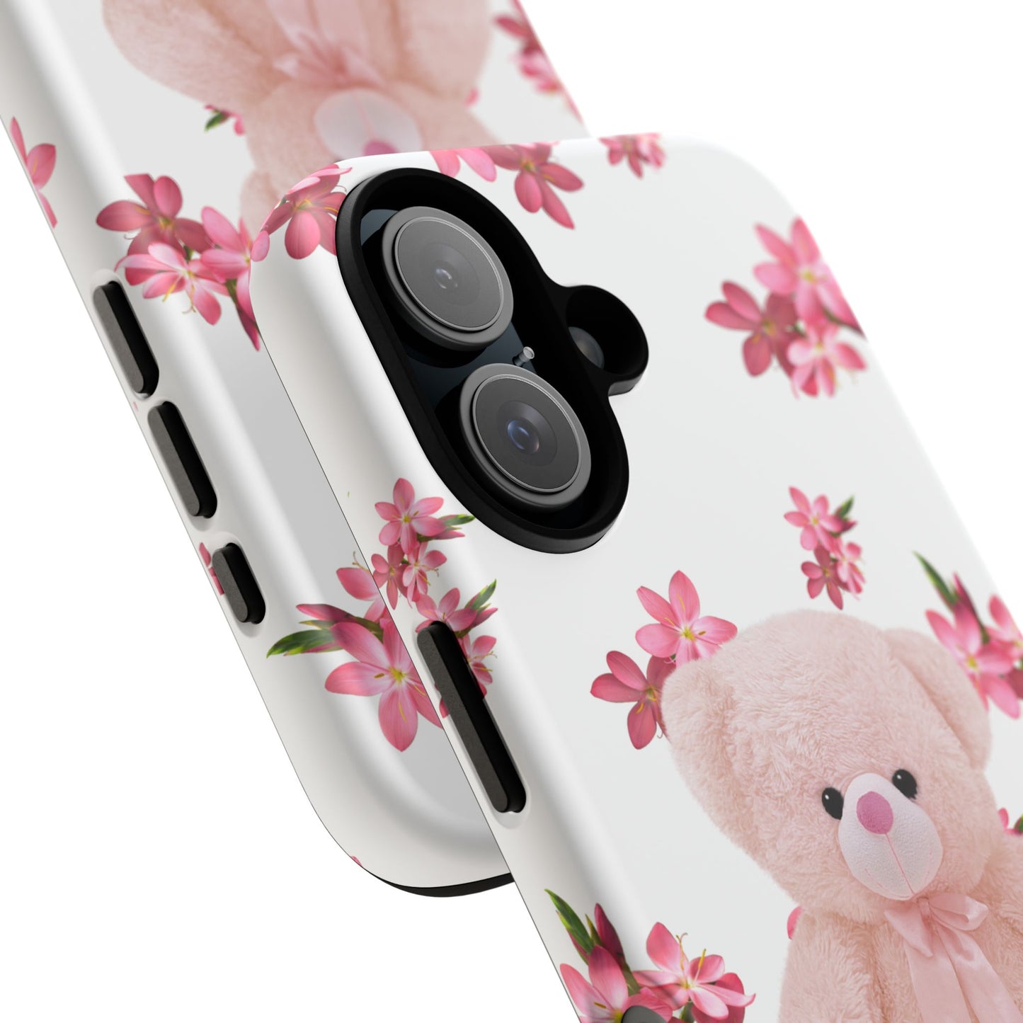 Cute Teddy Bear Phone Case, Floral Phone Cover, Gift for Kids, Teenagers, Birthday, Cute Accessories, Tough Cases