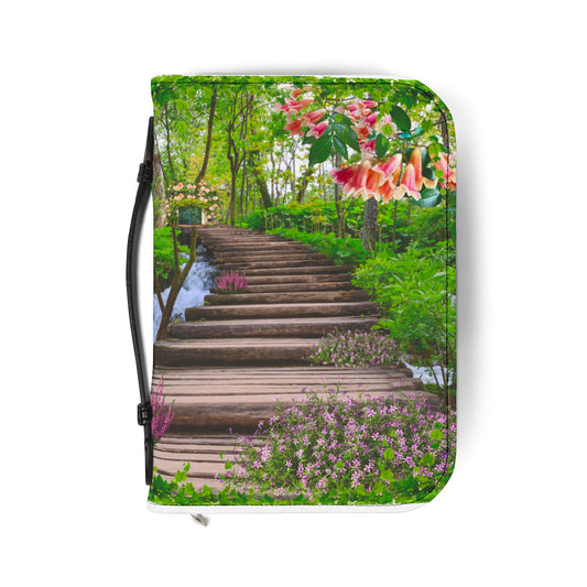 Floral Bible Cover, Nature-Inspired Journal, Spiritual Gifts, Religious Decor, Christian Accessories, Garden Path Design