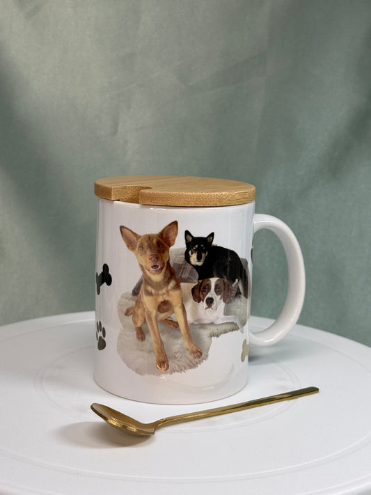11oz Custom Mug with Bamboo Lid and Stainless Steel Spoon