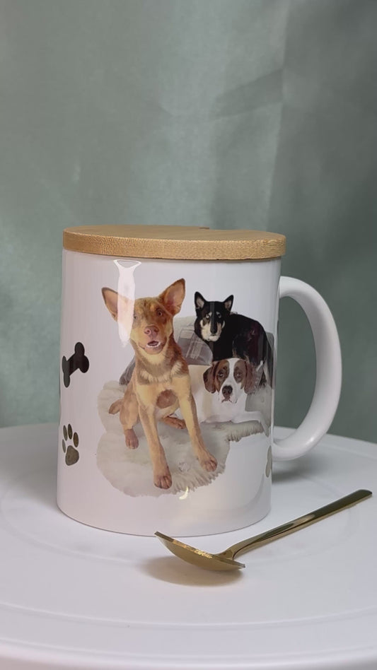 11oz Custom Mug with Bamboo Lid and Stainless Steel Spoon